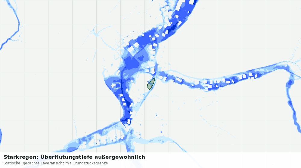 Statische Kartenansicht: Starkregen: Überflutungstiefe außergewöhnlich