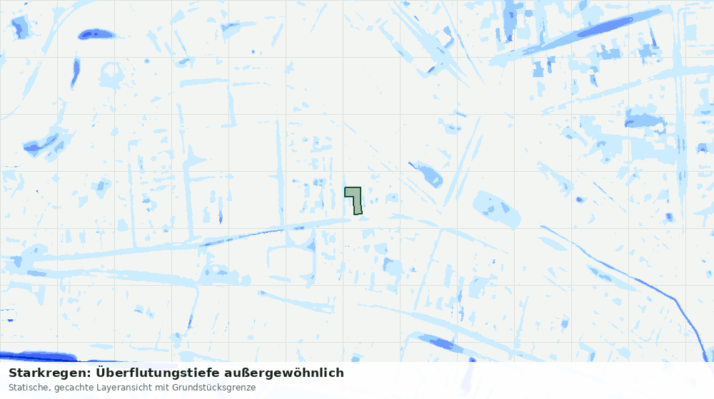 Statische Kartenansicht: Starkregen: Überflutungstiefe außergewöhnlich