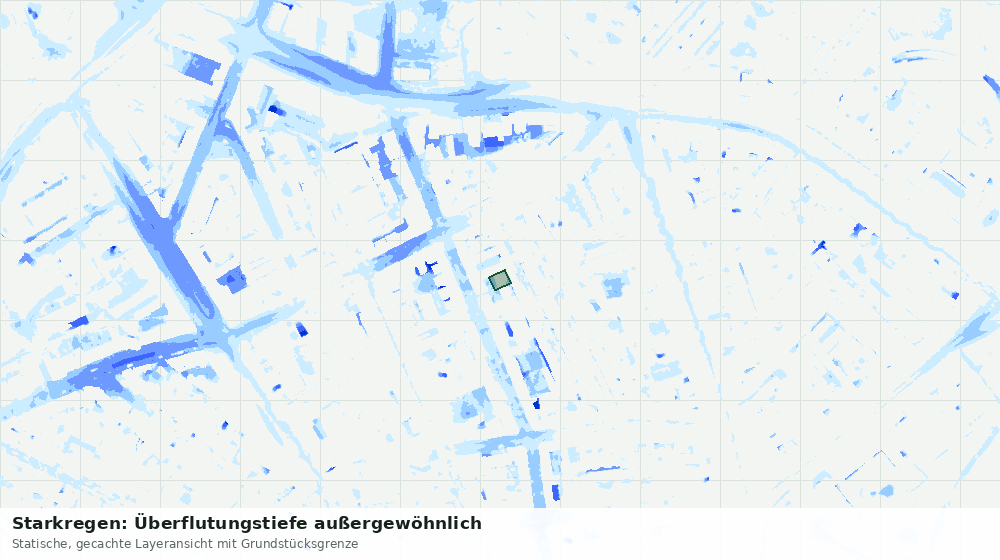 Statische Kartenansicht: Starkregen: Überflutungstiefe außergewöhnlich