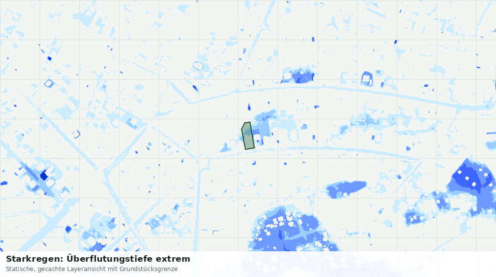 Statische Kartenansicht: Starkregen: Überflutungstiefe extrem