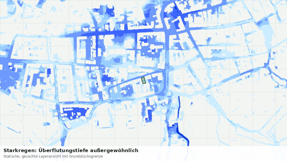 Statische Kartenansicht: Starkregen: Überflutungstiefe außergewöhnlich