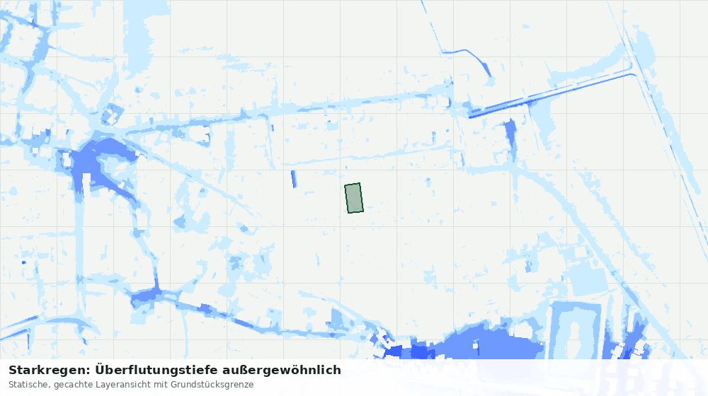 Statische Kartenansicht: Starkregen: Überflutungstiefe außergewöhnlich