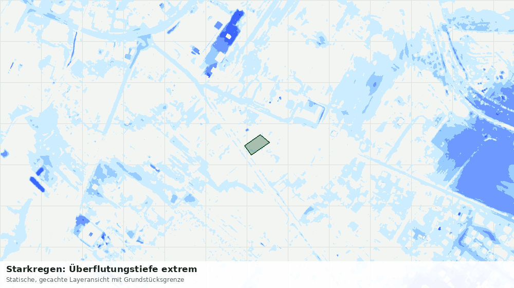 Statische Kartenansicht: Starkregen: Überflutungstiefe extrem