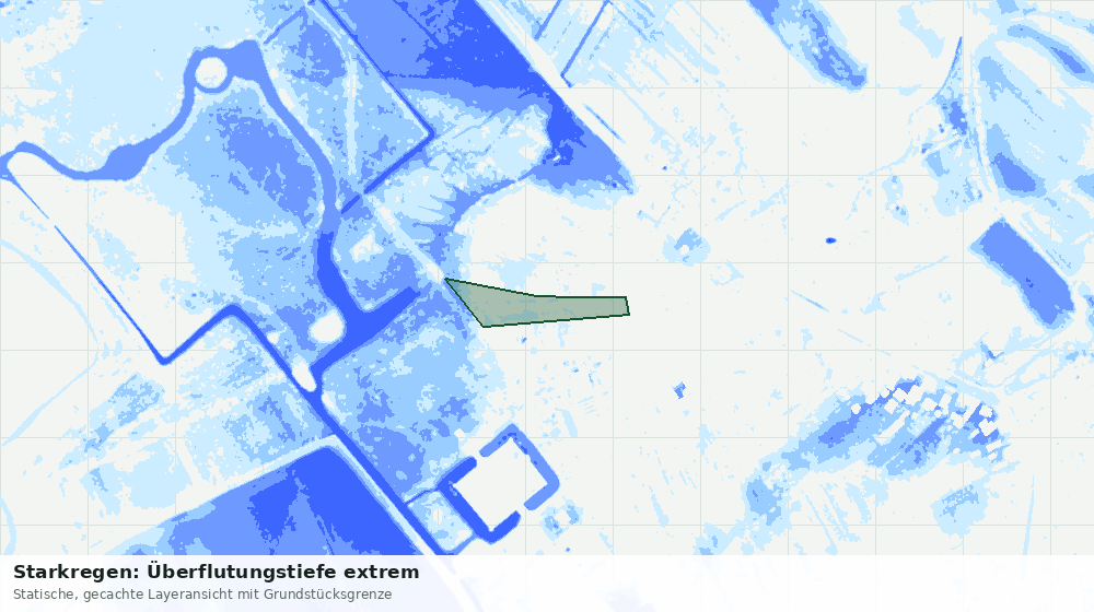 Statische Kartenansicht: Starkregen: Überflutungstiefe extrem