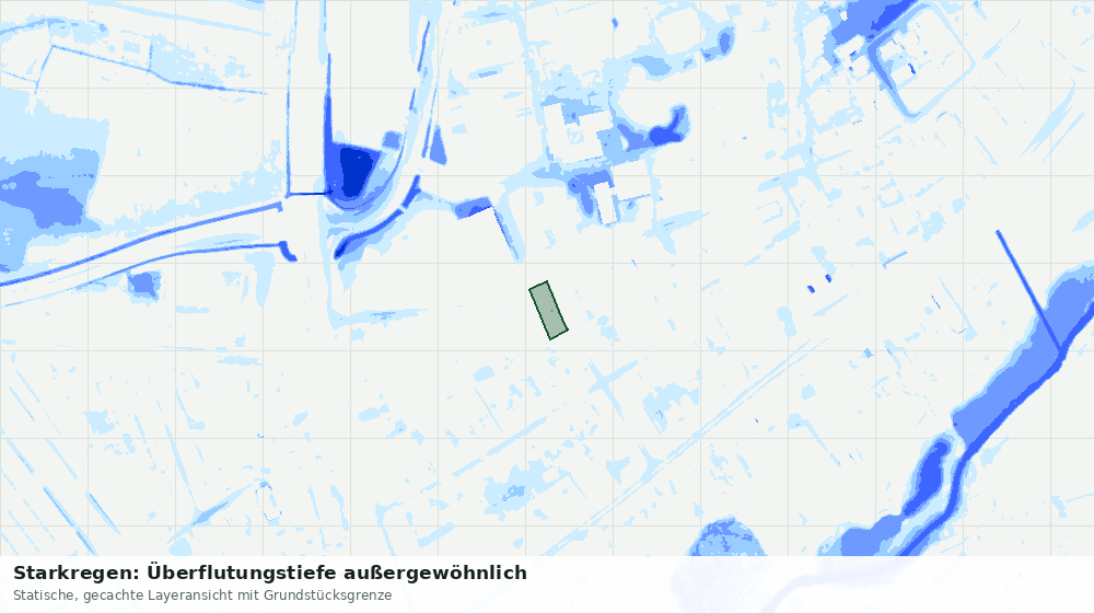 Statische Kartenansicht: Starkregen: Überflutungstiefe außergewöhnlich