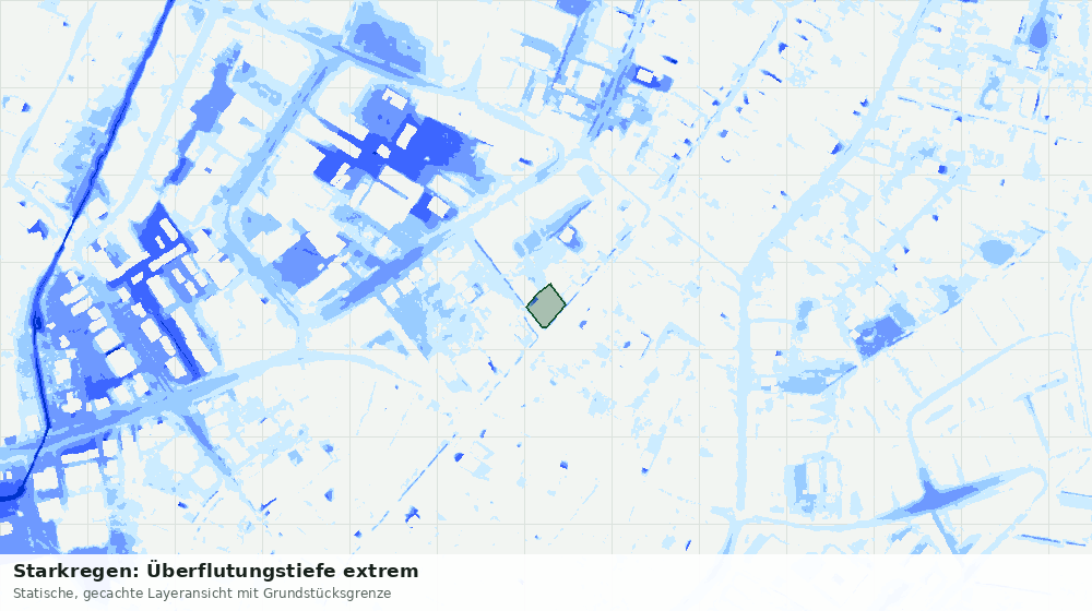 Statische Kartenansicht: Starkregen: Überflutungstiefe extrem