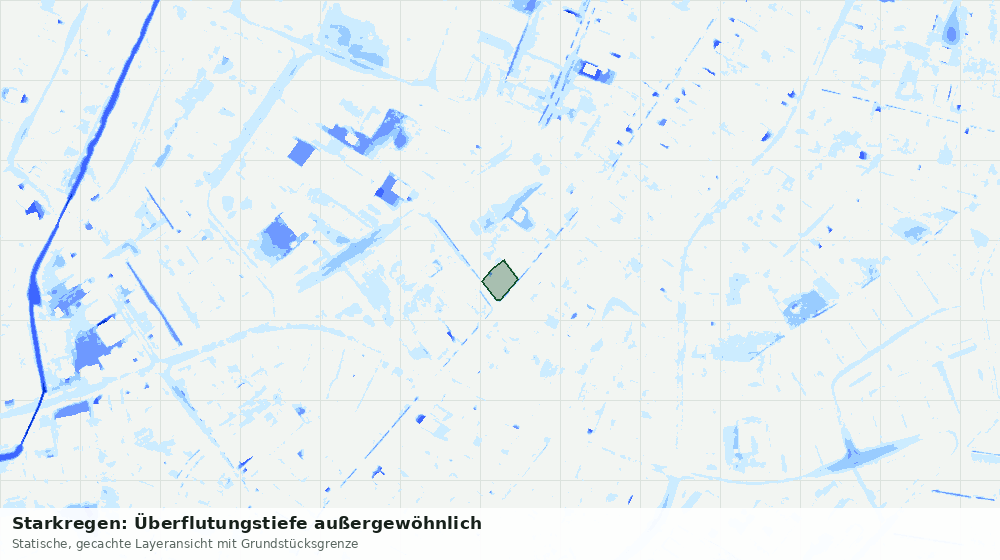 Statische Kartenansicht: Starkregen: Überflutungstiefe außergewöhnlich