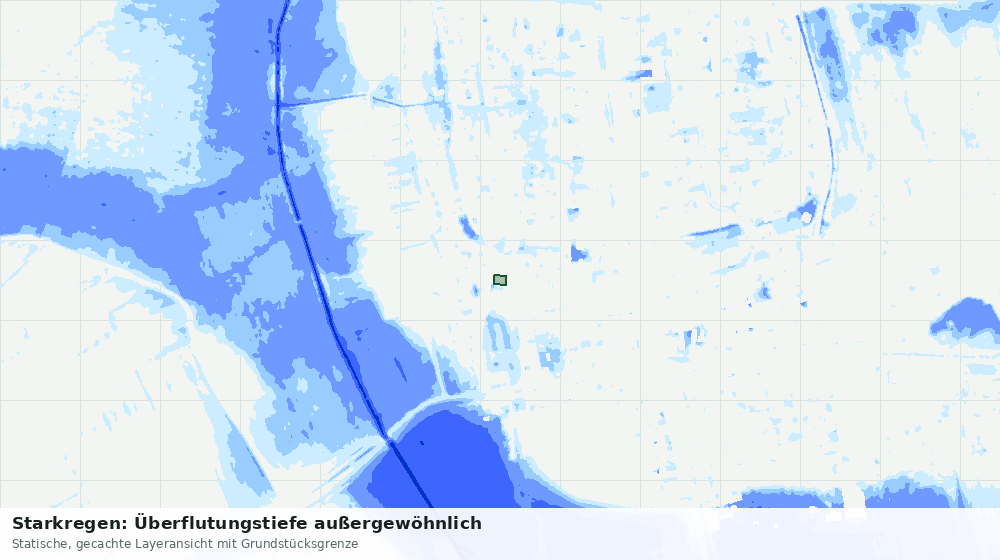 Statische Kartenansicht: Starkregen: Überflutungstiefe außergewöhnlich