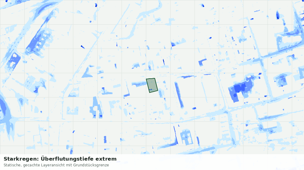 Statische Kartenansicht: Starkregen: Überflutungstiefe extrem