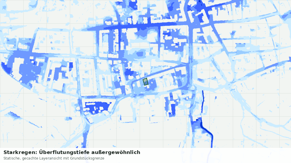 Statische Kartenansicht: Starkregen: Überflutungstiefe außergewöhnlich