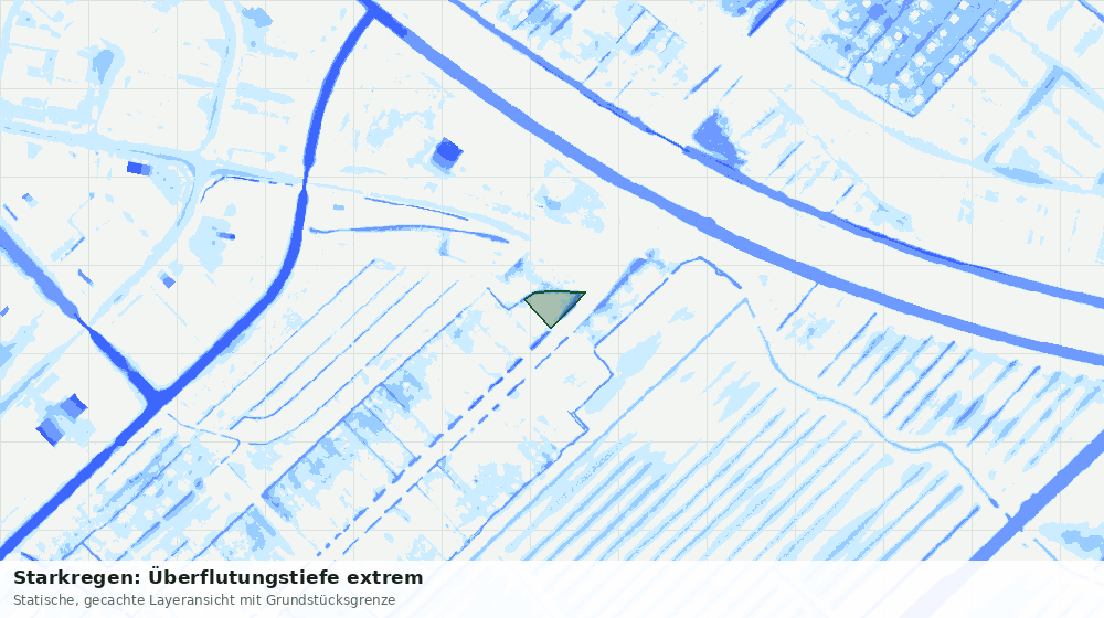 Statische Kartenansicht: Starkregen: Überflutungstiefe extrem