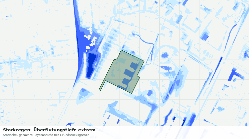 Statische Kartenansicht: Starkregen: Überflutungstiefe extrem
