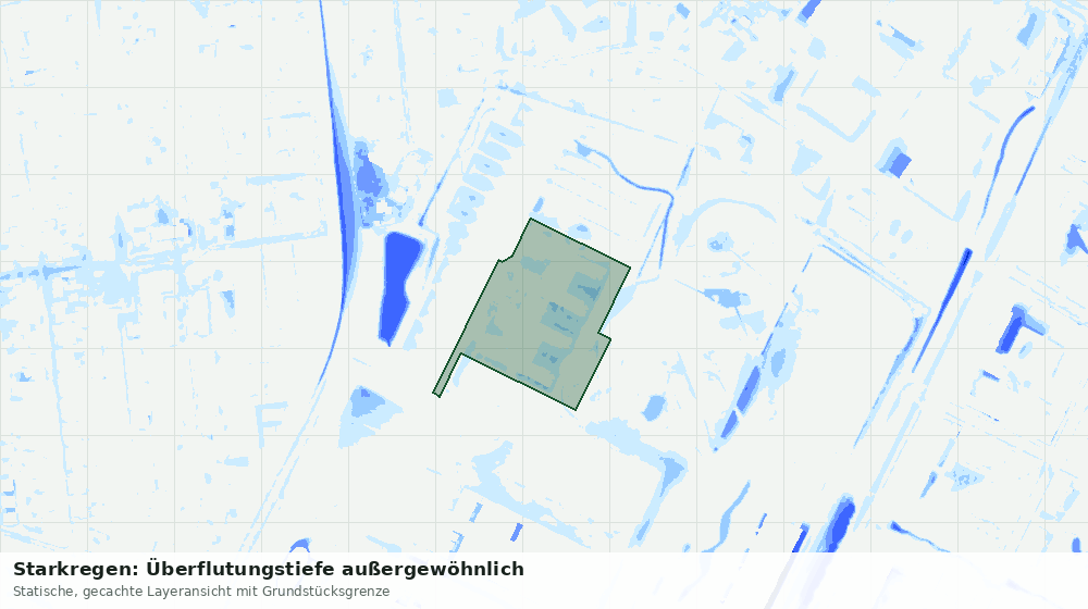 Statische Kartenansicht: Starkregen: Überflutungstiefe außergewöhnlich