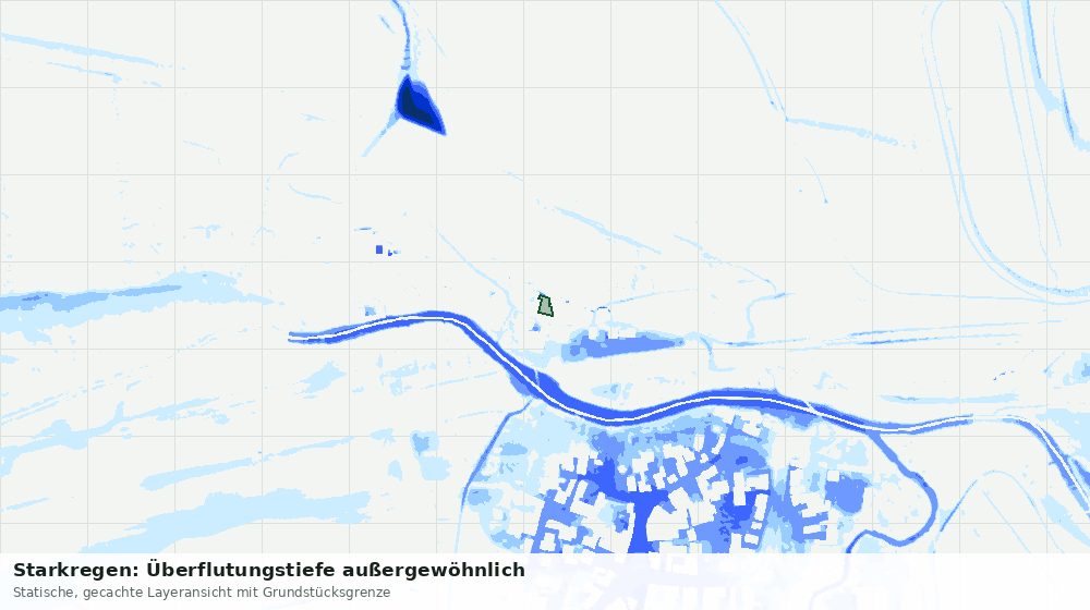 Statische Kartenansicht: Starkregen: Überflutungstiefe außergewöhnlich