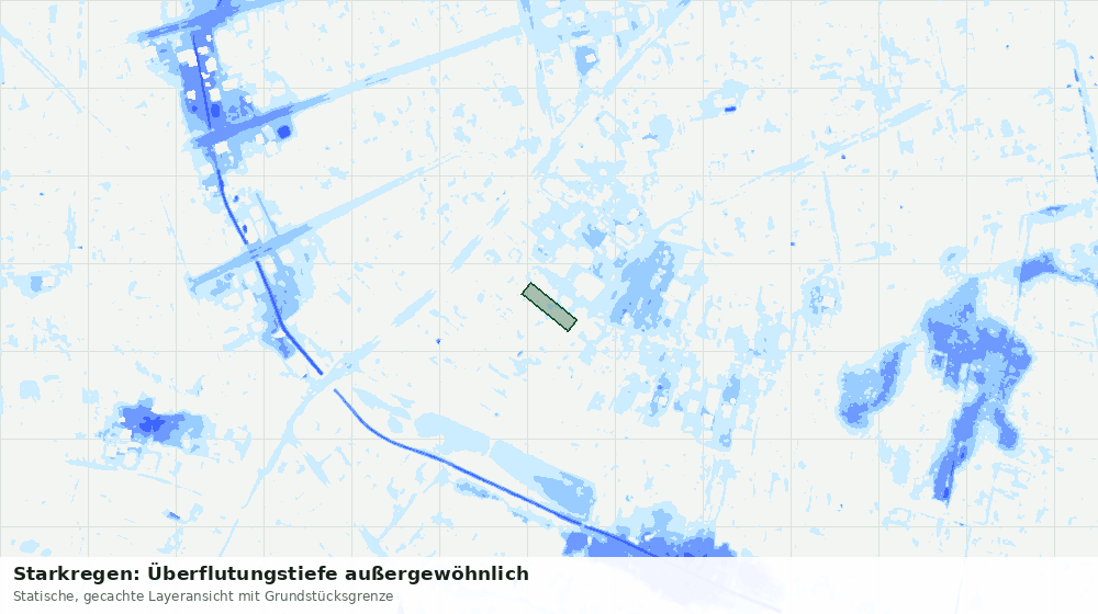 Statische Kartenansicht: Starkregen: Überflutungstiefe außergewöhnlich