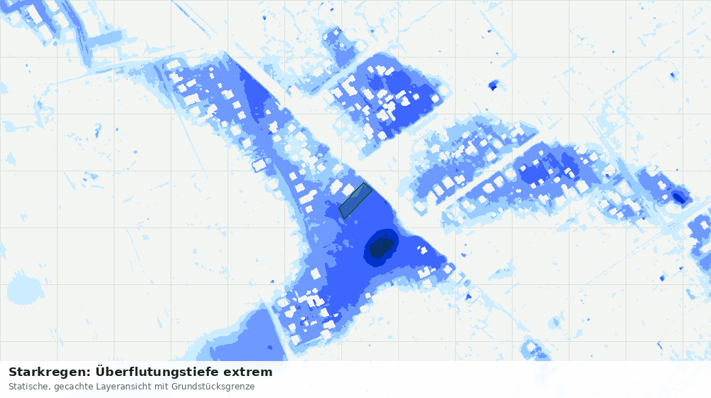 Statische Kartenansicht: Starkregen: Überflutungstiefe extrem