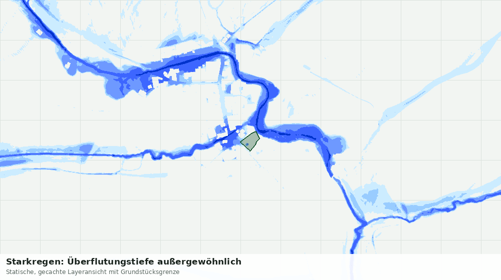 Statische Kartenansicht: Starkregen: Überflutungstiefe außergewöhnlich