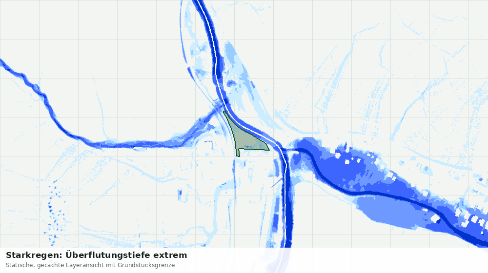Statische Kartenansicht: Starkregen: Überflutungstiefe extrem