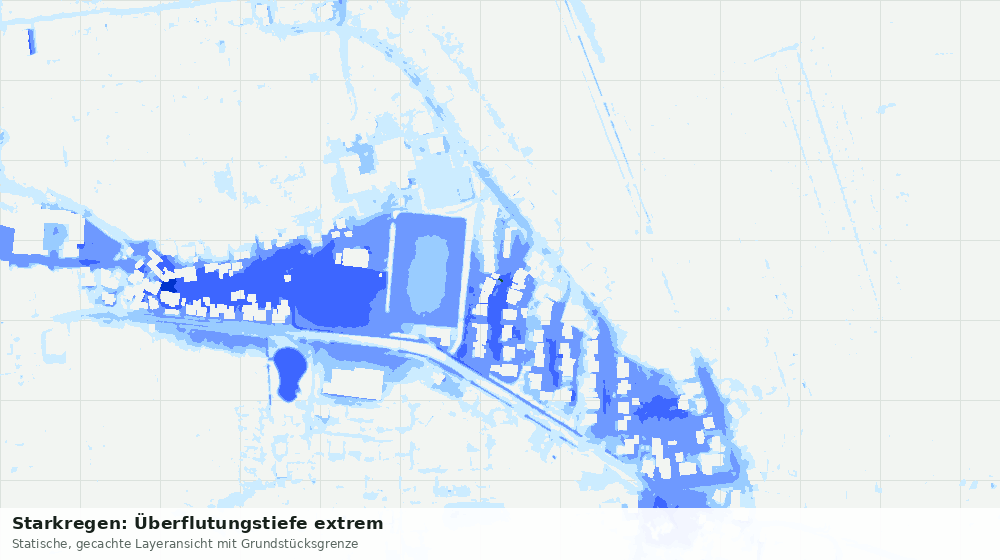 Statische Kartenansicht: Starkregen: Überflutungstiefe extrem