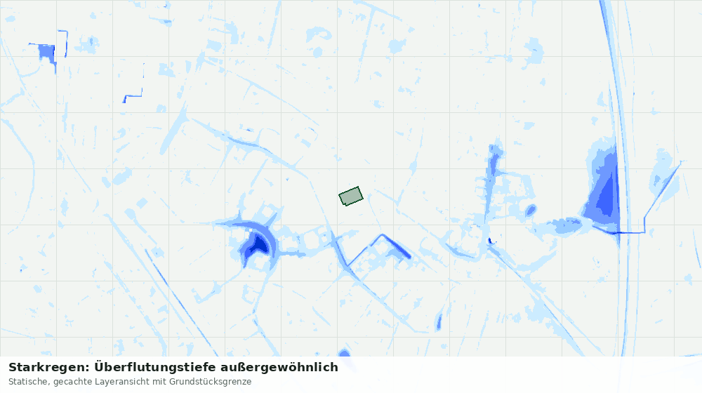 Statische Kartenansicht: Starkregen: Überflutungstiefe außergewöhnlich