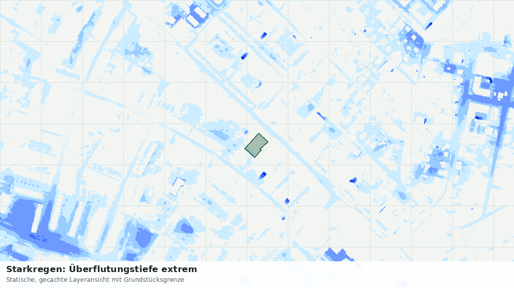 Statische Kartenansicht: Starkregen: Überflutungstiefe extrem