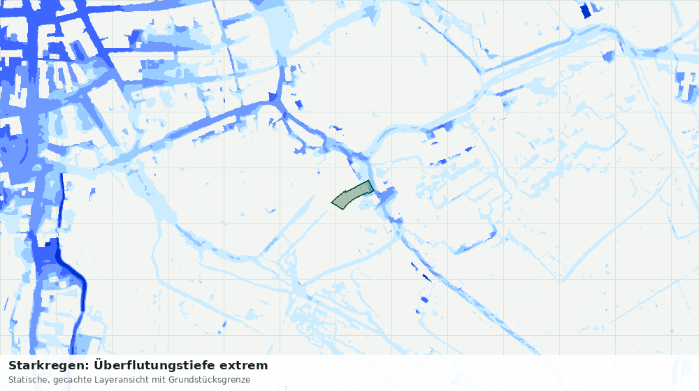 Statische Kartenansicht: Starkregen: Überflutungstiefe extrem