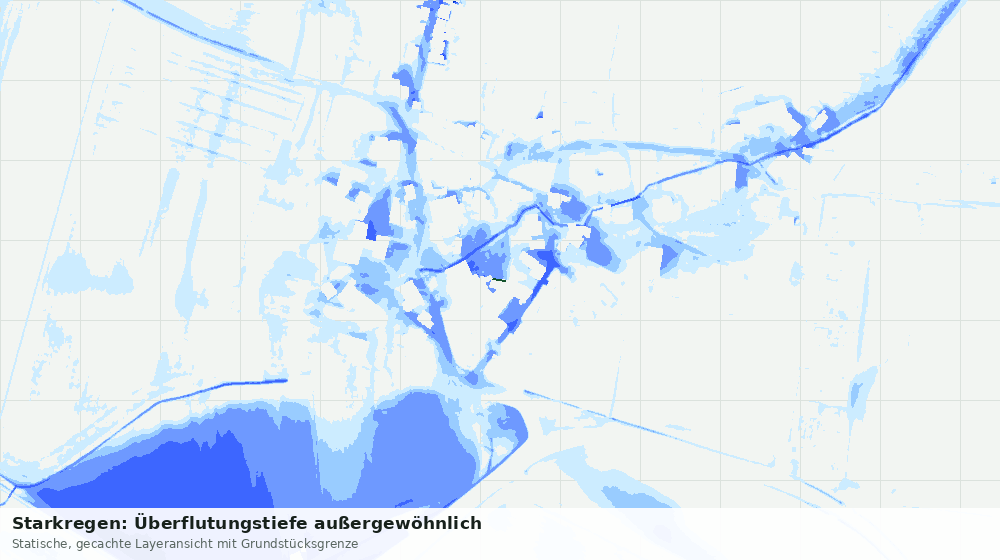 Statische Kartenansicht: Starkregen: Überflutungstiefe außergewöhnlich