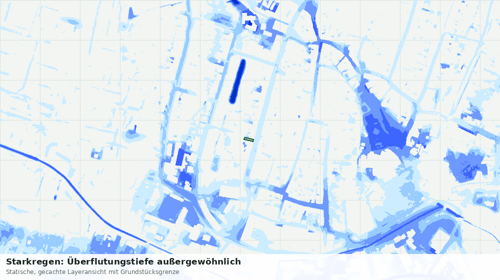 Statische Kartenansicht: Starkregen: Überflutungstiefe außergewöhnlich