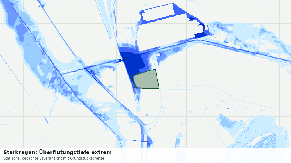 Statische Kartenansicht: Starkregen: Überflutungstiefe extrem