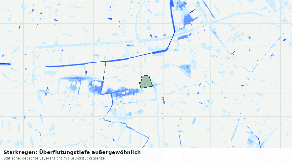 Statische Kartenansicht: Starkregen: Überflutungstiefe außergewöhnlich