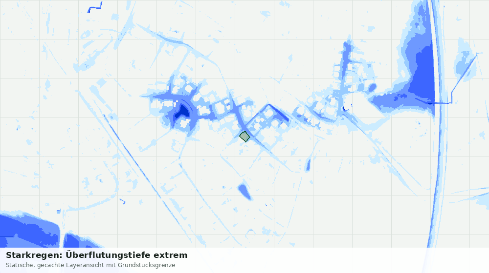 Statische Kartenansicht: Starkregen: Überflutungstiefe extrem