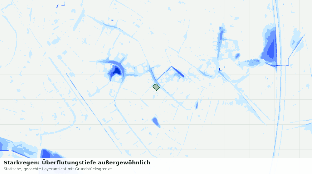 Statische Kartenansicht: Starkregen: Überflutungstiefe außergewöhnlich
