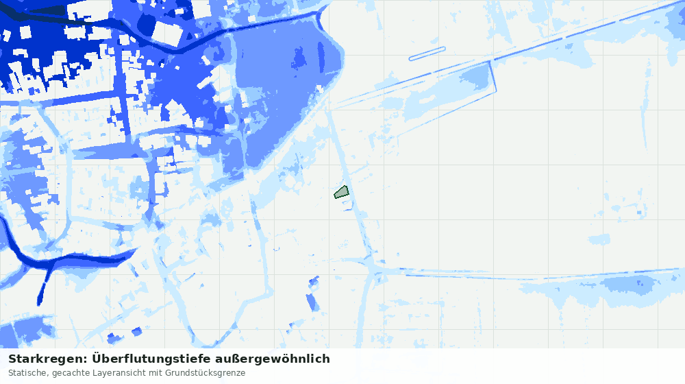 Statische Kartenansicht: Starkregen: Überflutungstiefe außergewöhnlich