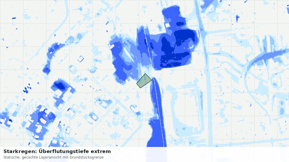 Statische Kartenansicht: Starkregen: Überflutungstiefe extrem