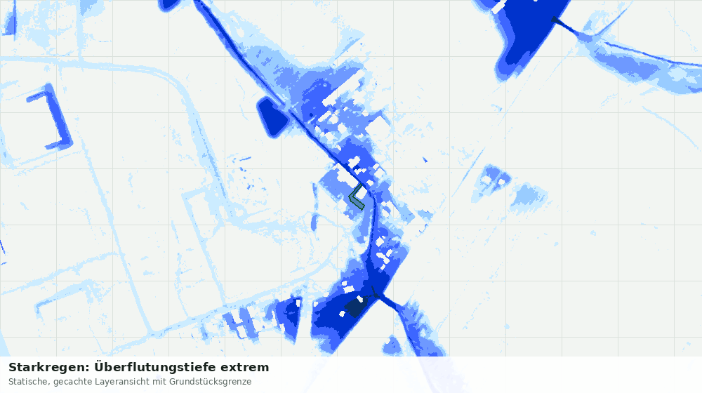 Statische Kartenansicht: Starkregen: Überflutungstiefe extrem