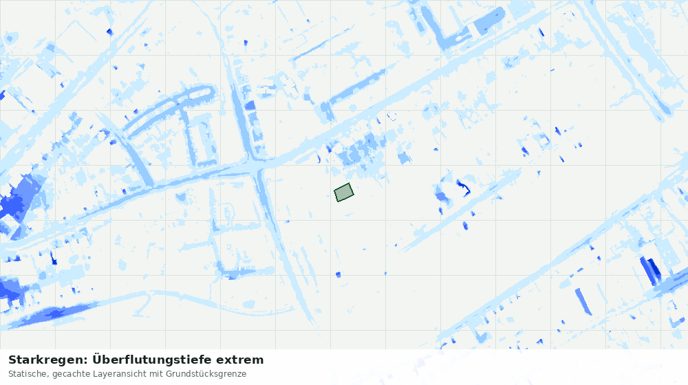 Statische Kartenansicht: Starkregen: Überflutungstiefe extrem