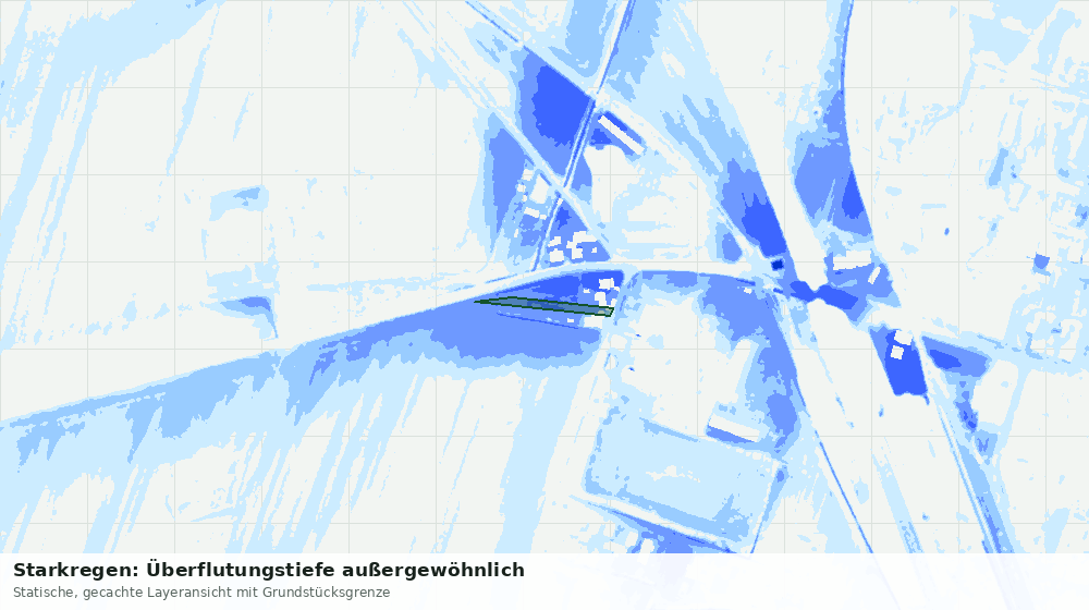 Statische Kartenansicht: Starkregen: Überflutungstiefe außergewöhnlich
