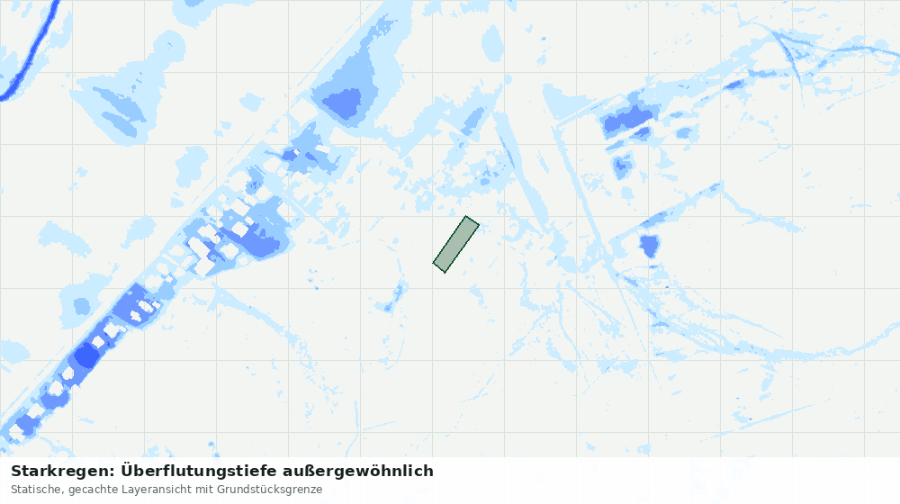 Statische Kartenansicht: Starkregen: Überflutungstiefe außergewöhnlich