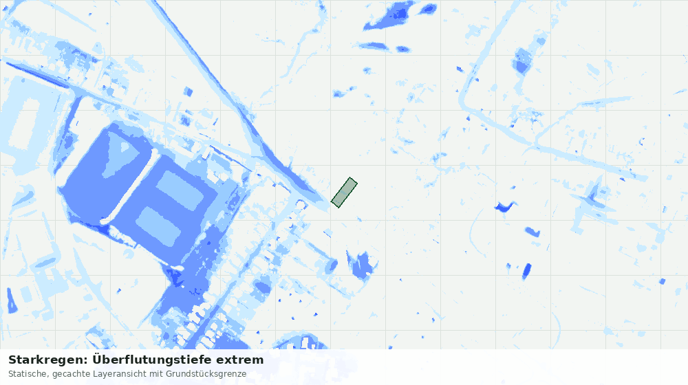 Statische Kartenansicht: Starkregen: Überflutungstiefe extrem