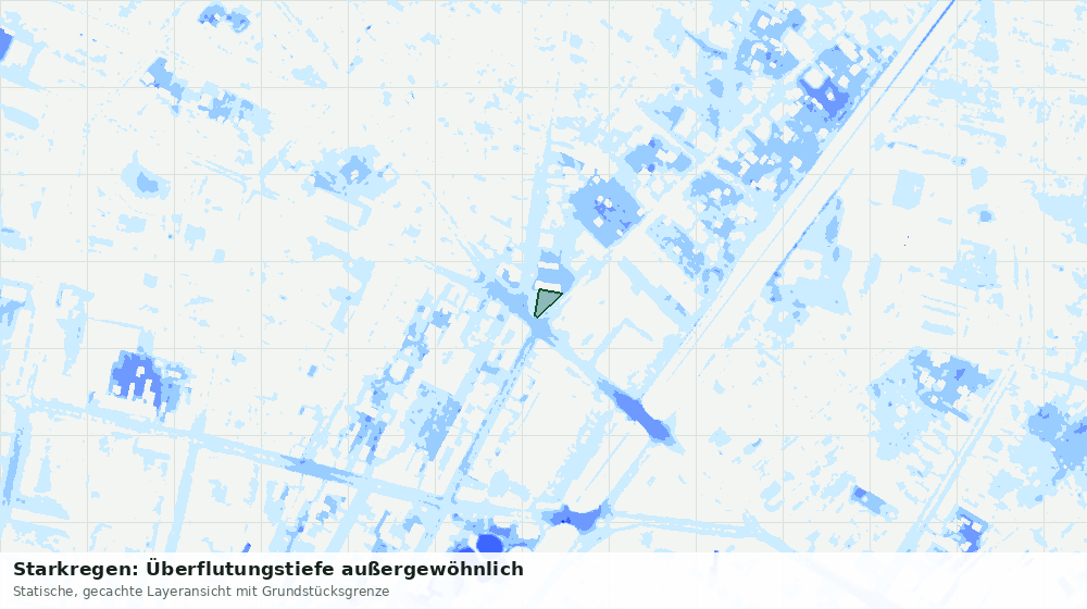 Statische Kartenansicht: Starkregen: Überflutungstiefe außergewöhnlich