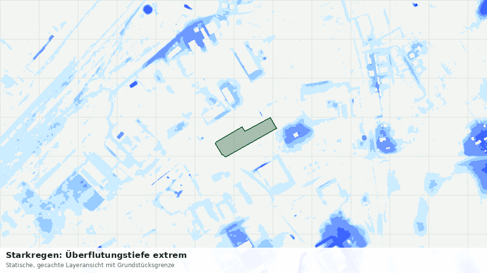 Statische Kartenansicht: Starkregen: Überflutungstiefe extrem