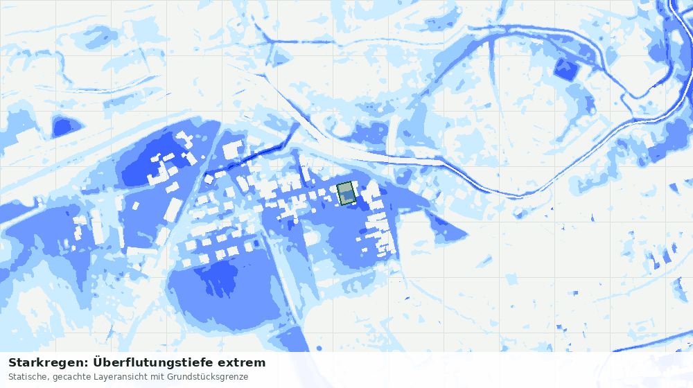 Statische Kartenansicht: Starkregen: Überflutungstiefe extrem