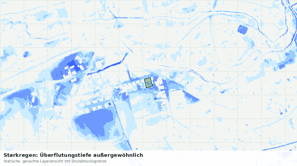 Statische Kartenansicht: Starkregen: Überflutungstiefe außergewöhnlich