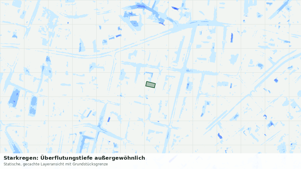 Statische Kartenansicht: Starkregen: Überflutungstiefe außergewöhnlich