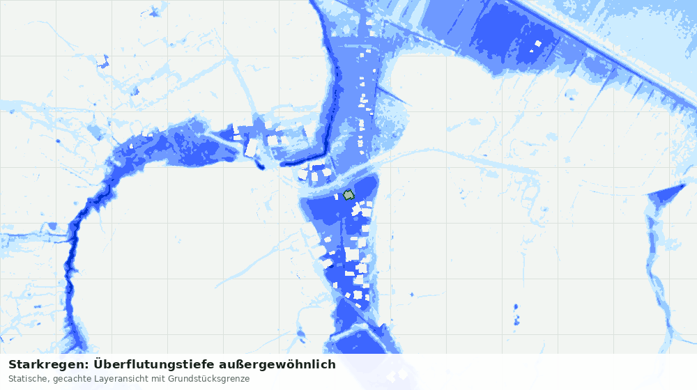 Statische Kartenansicht: Starkregen: Überflutungstiefe außergewöhnlich
