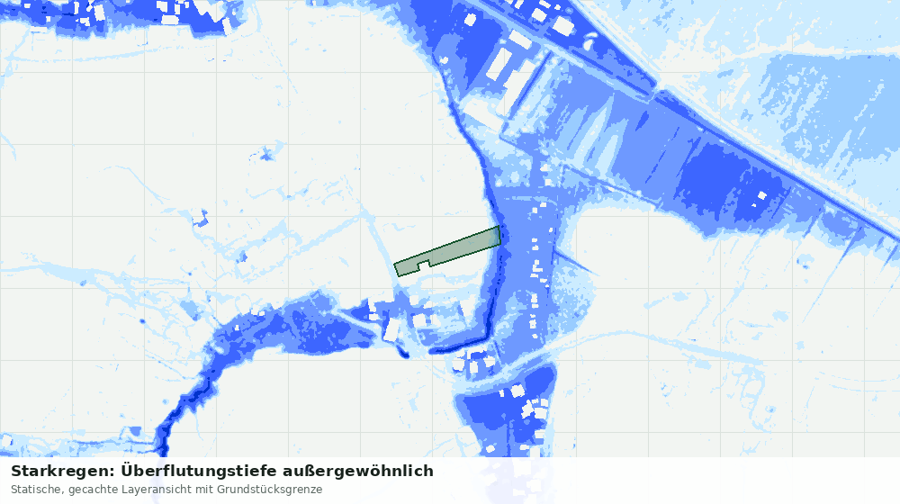 Statische Kartenansicht: Starkregen: Überflutungstiefe außergewöhnlich
