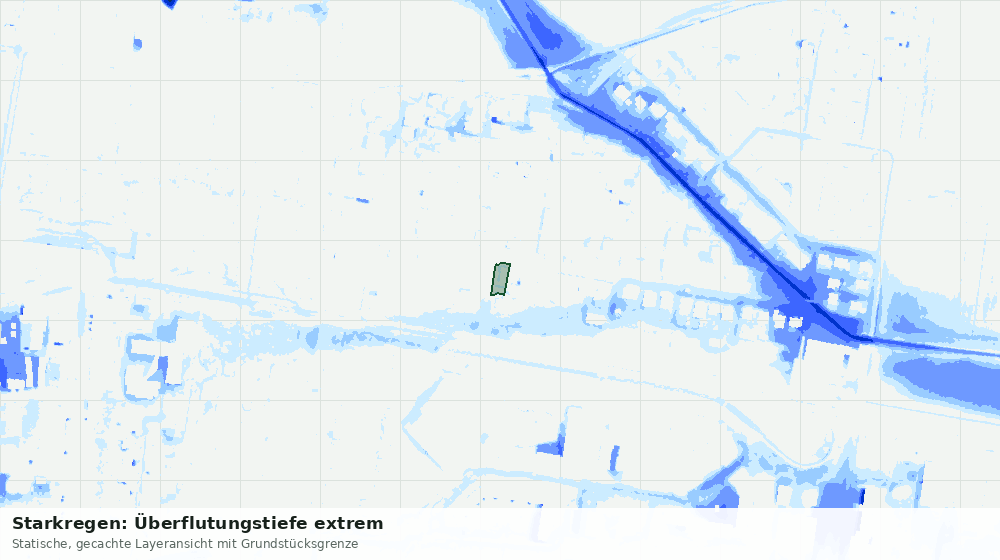 Statische Kartenansicht: Starkregen: Überflutungstiefe extrem