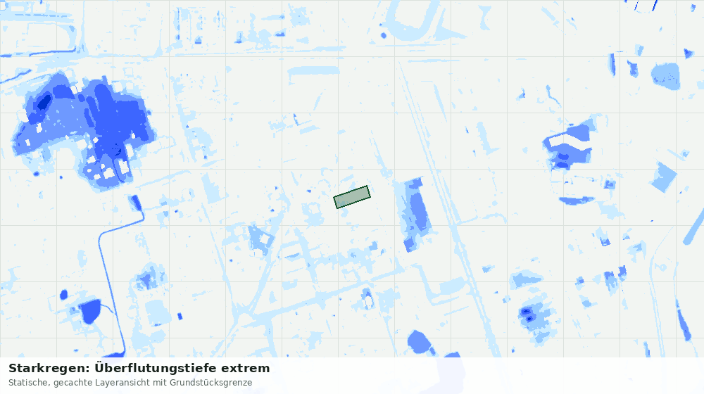 Statische Kartenansicht: Starkregen: Überflutungstiefe extrem