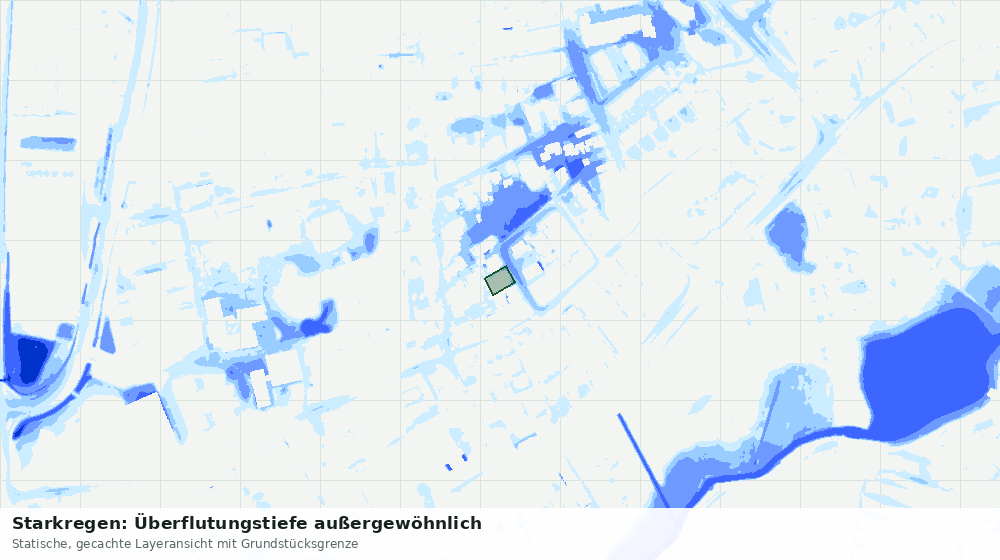 Statische Kartenansicht: Starkregen: Überflutungstiefe außergewöhnlich