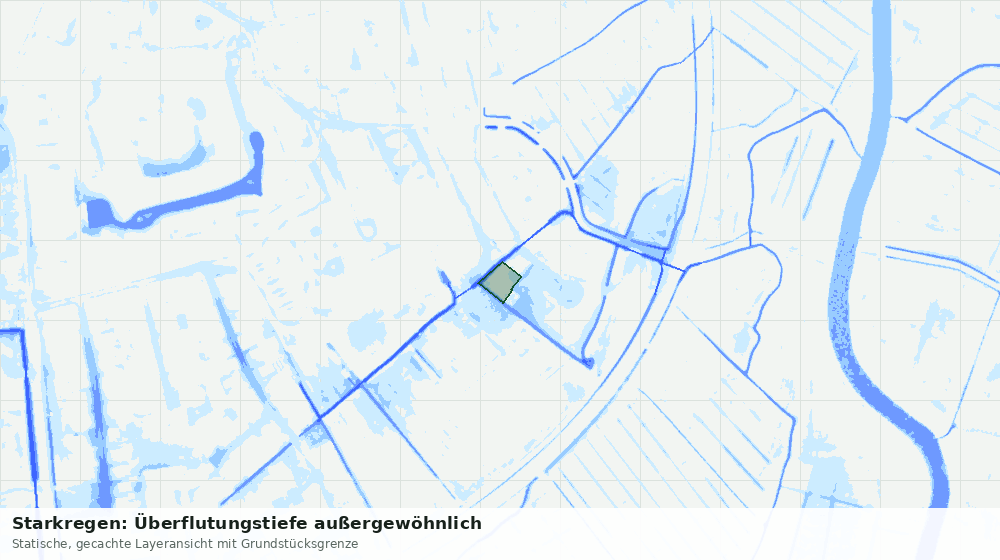 Statische Kartenansicht: Starkregen: Überflutungstiefe außergewöhnlich